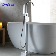 Dofaso luxury bathroom floor bathtub shower faucet set Waterfall Tub Mixer Standing Floor Mount Bathtub Faucet kemaidi new fashion luxury gold brass bathtub bathroom shower faucet set ceramic handle tub mixer waterfall hand shower
