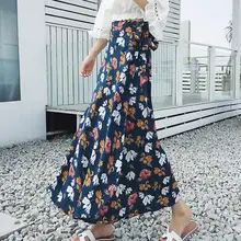 Разнообразные печати прямые пояса нерегулярные длинная юбка Для женщин юбки мягкая пляжная юбка Для женщин s на шнуровке удобные юбки для девочек лето