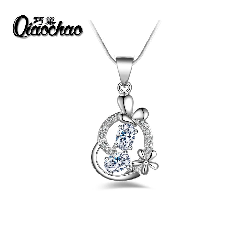2017 New Arrival font b Luxury b font Silver Plated Love Fashion Crystal Pendant Necklace for