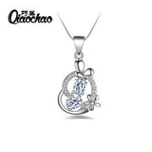 2017 New Arrival Luxury Silver Plated Love Fashion Crystal Pendant Necklace for Women Wedding Fine Jewelry P179