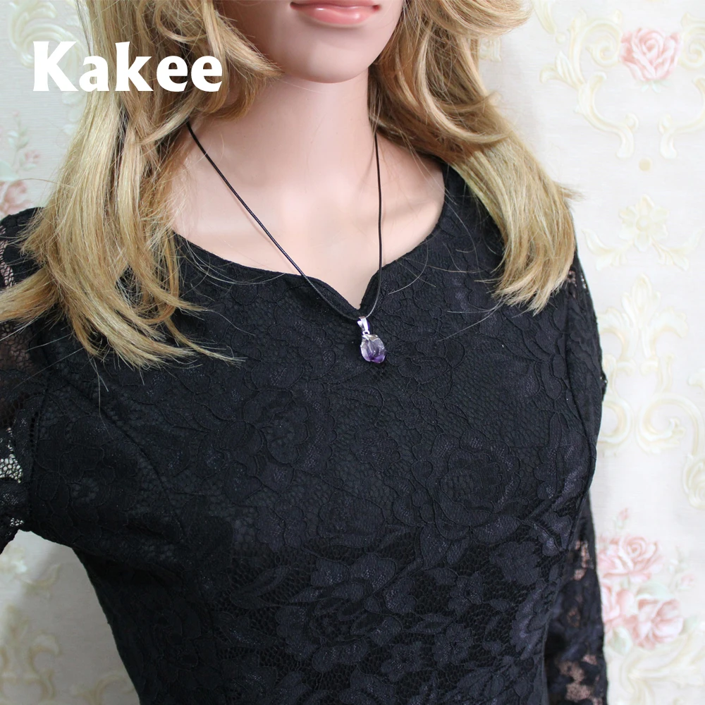 Женские амулеты Kakee ожерелье с натуральным кристаллом аметисты ювелирные