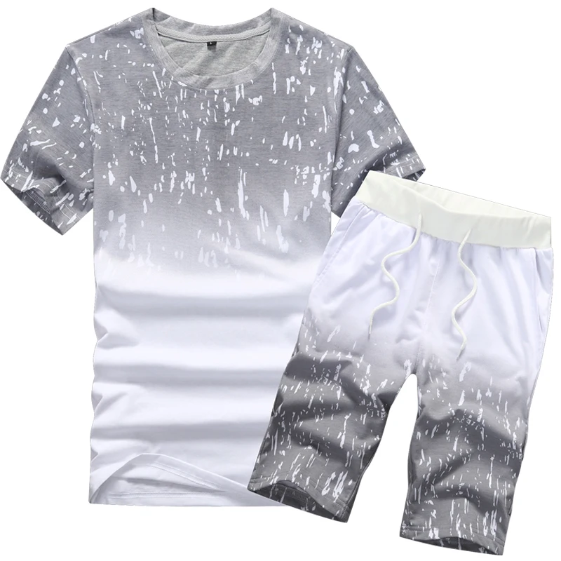Мужской летний повседневный комплект, мужские футболки+ шорты, большие размеры, повседневные Костюмы