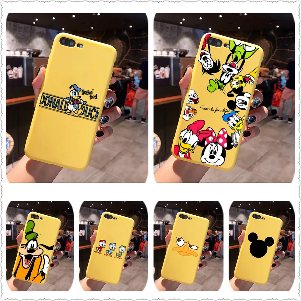 Cartoon Mickey Minnie Mouse Candy Color TPU Case phone For iphoneX 7 8 XS XR Donald Daisy Duck XSMAX Pink Yellow White Cover