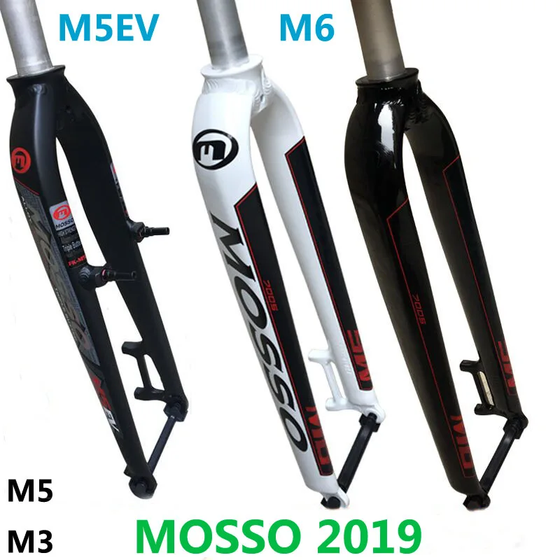Best 2019 Mosso Fork M6 M5 M5E M5EV M3 MTB Bike Fork Suitable for 26 27.5 29er Road Bicycle Fork v brake Front Forks Cone Gloss Matte
