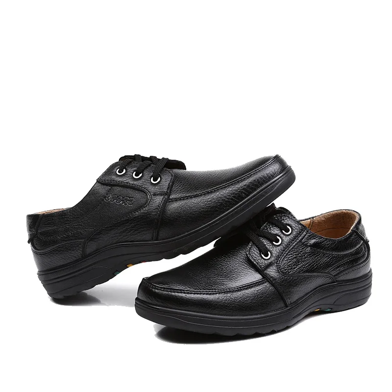 NPEZKGC Spring Men Shoes Leather Men's Loafers lace up Casual Middle-aged Wear-resistant Soft Bottom Business Shoes Man NPEZKGC Spring Men Shoes Leather Men's Loafers lace up Casual Middle-aged Wear-resistant Soft Bottom Business Shoes Man