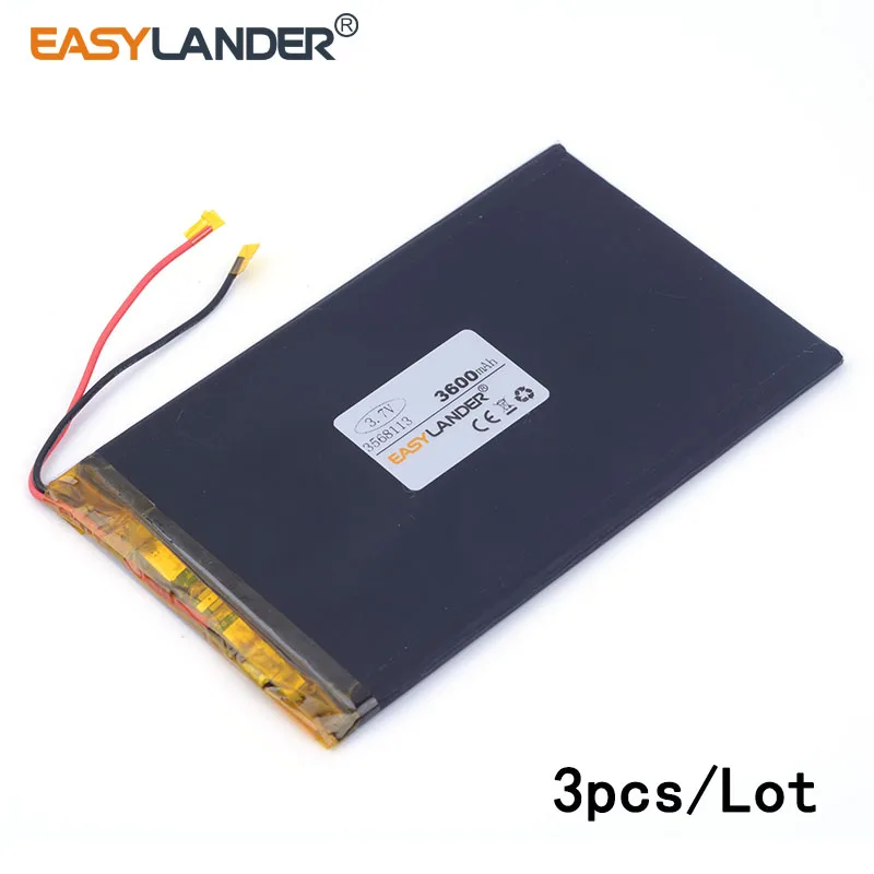 3 шт./лот 7 V 3600mAh 3568113 литий-ионный полимерный аккумулятор для планшета TALK7X Colorfly E708