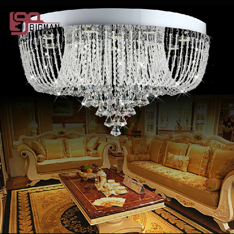 Modern flush mount crystal chandelier lighting Dia600*H450mm luxury