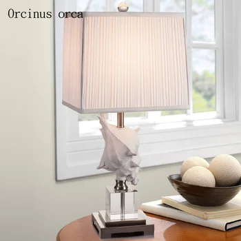 

Mediterranean creative conch crystal desk lamp living room bedroom bedside lamp modern European minimalist desk lamp