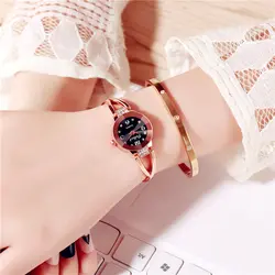Золотые часы для женщин 2019 горячая Распродажа Дамы браслет часы черный, белый цвет простой сплав часы для девочек relogio feminino женские часы