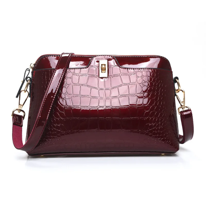 Women's Embossed Leather Shell Satchel Bag