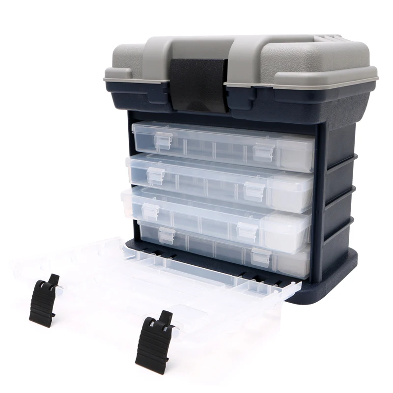 

PP+ ABS Fishing suitcase 5 Layer Fishing Tackle Box Plastic Handle Fishing Box Carp Fishing Tools Impact resistant secure latch