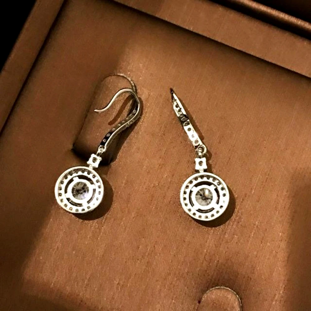 Серьга с мусанитом Df Color 6 5 мм 2ctw in 14K белое золото|Серьги-гвоздики| |