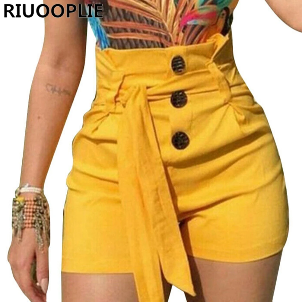 RIUOOPLIE Для женщин для девочек шорты с высокой талией Лето Повседневное Стретч Горячая короткие женские укороченные брюки больших размеров