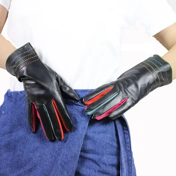 

Ladies leather gloves,Polyester,Genuine Leather,Length 25 cm,colorful stleather gloves,Ladies gloves,Female gloves,Free shipping