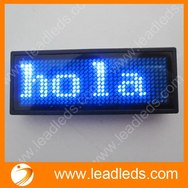 

Blue 11x33 pixels scrolling led message badge name tag card