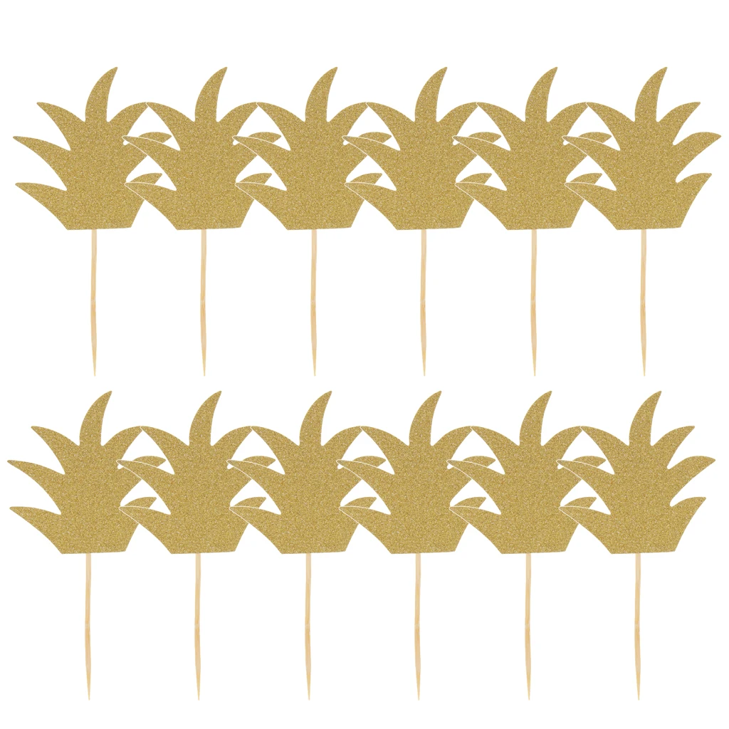24pcs Glitter Pineapple Cupcake Pick Cake Topper Birthday Party Decor Gold