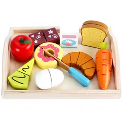 Детская Деревянная Кухня ролевые игры резка еда фрукты и овощи игрушки Детские Кухонные Игрушки для мальчиков развивающие игрушки