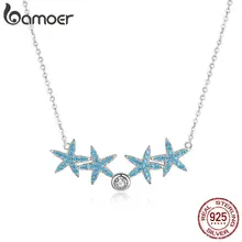 Bamoer, ожерелье-чокер в виде морской звезды для женщин, Стерлинговое Серебро, модное ювелирное изделие, голубой фианит, короткое ожерелье, s, новинка, колье Bijoux BSN064