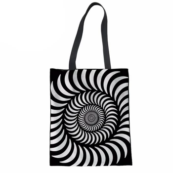 

NoisydesignsHandbags for Women Soft Beach Bag Black and White Stripes Print Ladies Coth Bag Teenager Book Bag Girls Shopper Bag