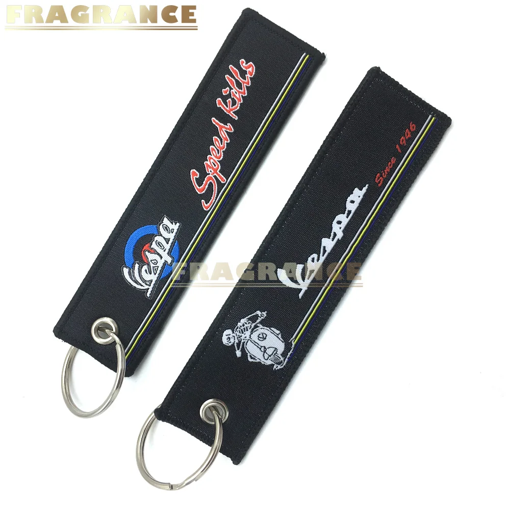 

Motorcycle Key Chain Woven Key Ring For Vespa Piaggio 3VTE Fly 125 200 250 300 GTV Label Chain Black Car Keychain