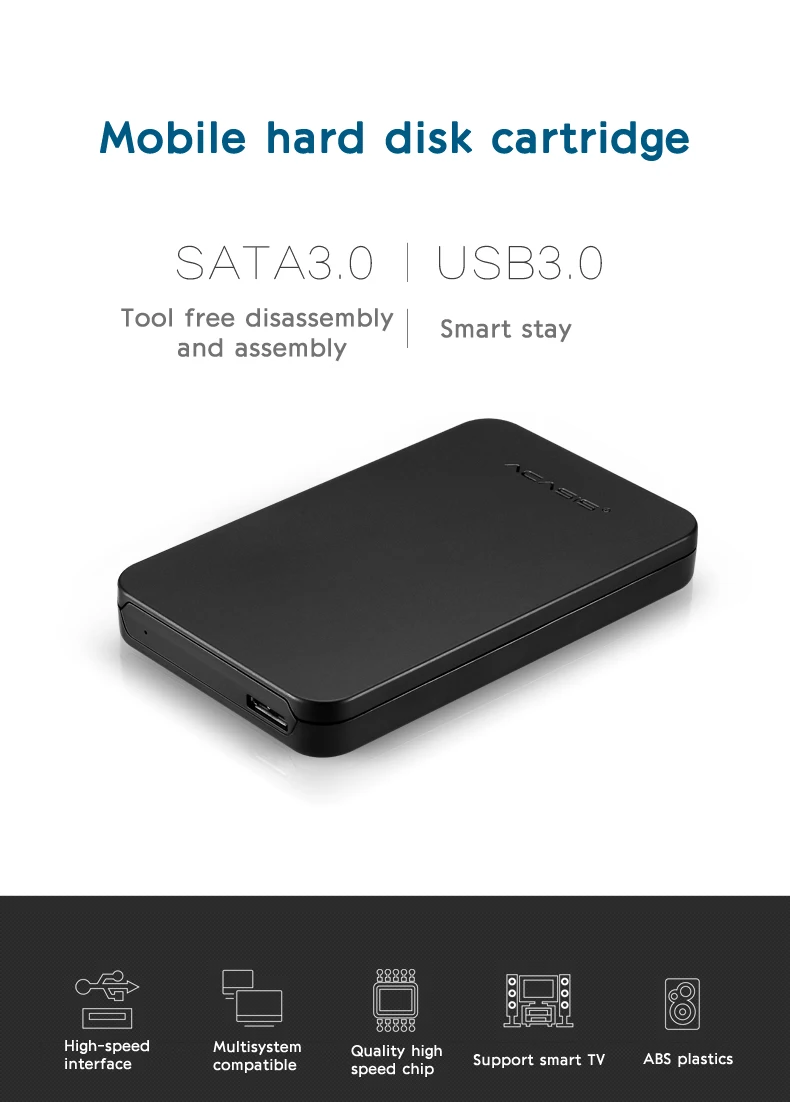 Acasis FA-07US 2,5 дюймов SSD Внешний SATA интерфейс USB 3,0 мобильный жесткий диск чехол для ноутбука последовательный порт USB3.0 легко носить с собой