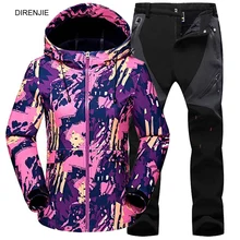 DIRENJIE женская зимняя обувь Открытый пеший Туризм треккинг Рыбалка Камуфляж утепленная Одежда непромокаемая флисовая куртка с ш