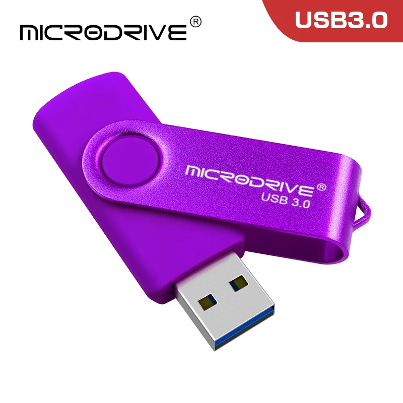 Металлический usb флеш-накопитель, USB 3,0, вращающийся флеш-накопитель, 16 ГБ, флеш-накопители, 32 ГБ, usb карта памяти, 64 ГБ, флеш-накопитель, 128 ГБ, высококачественный u-диск - Цвет: Фиолетовый