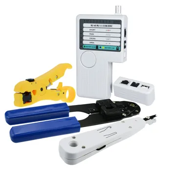 

Combo Set Network Cable Tester Tool Kit-Crimping Crimper Tool RJ45 RJ11 USB BNC cable Stripping Universal Tool