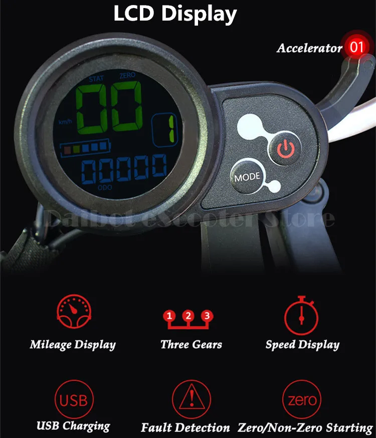 Daibot Kick Scooter For Adults Two Wheel Electric Scooters Double Drive 2000W2400W Four Suspension Powerful Electric Bike (2)