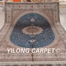 Yilong 9'x12 'ручной персидский синий изысканные ковры большой турецкий шелковые ковры(LH169A9x12