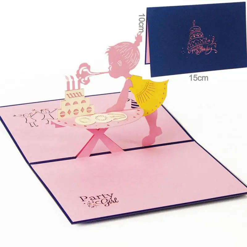 

3D Pop Up design Birthday paperbard Cards Invitations Love Baby girl Birthday party Anniversary Greeting Cards Gift Postcard