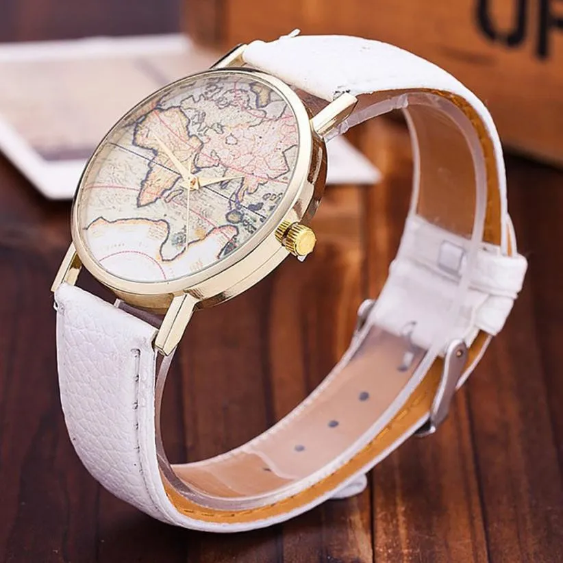 Дешевые женские часы с картой мира, мужские часы с кожаным ремешком, Простые аналоговые кварцевые наручные часы, женские повседневные часы, Relogio Feminino# YL5