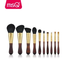 MSQ Pro 10pcs Makeup Brush Set With Goat Hair Copper Ferrule And Elm Wood Handle Powder Foundation Eyeshadow Brush Kits