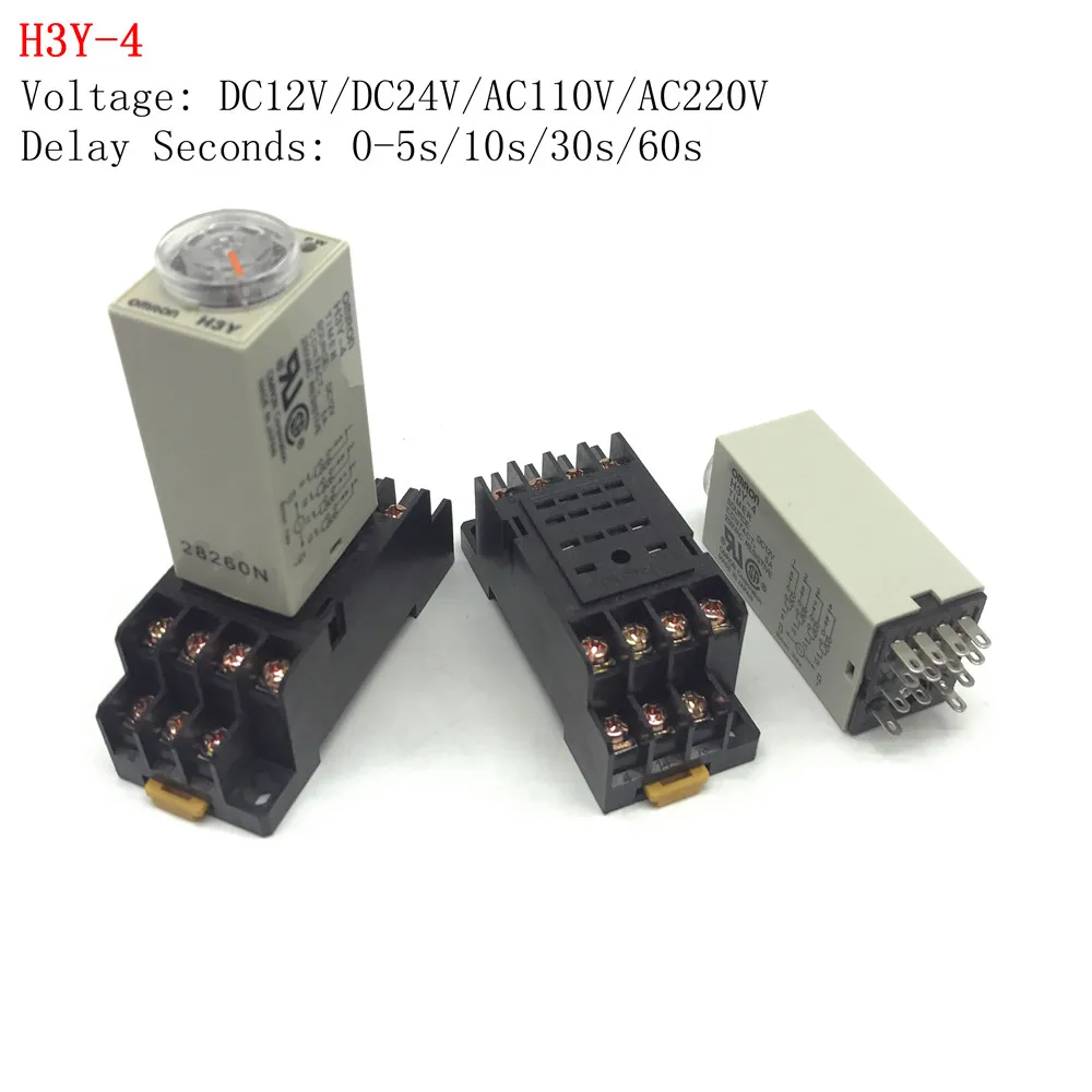 60 Min 14 Pin With Socket Base H3Y-4 Power On Time Delay  Relay 1 Sec 