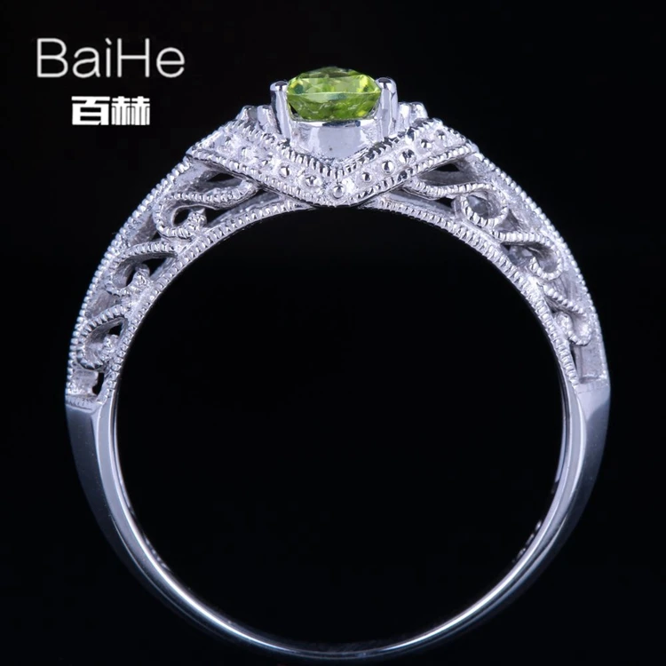 BAIHE Solid 14 K белое золото(AU585) 0.26CT Сертифицированный триллион безупречный подлинный перидот женские свадебные модные ювелирные изделия кольцо