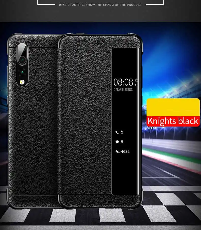 Smart Touch Window View Genuine Leather Flip Cover Case For Huawei P30 P20 lite Mate 9 10 20 Pro Phone Case For Huawei P10 Plus