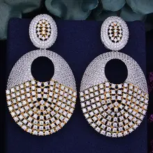 GODKI 63mm Luxury Popular Geometry Lantern Half Butterfly Full Mirco Prong Cubic Zirconia Naija Wedding Earring Fashion Jewelry