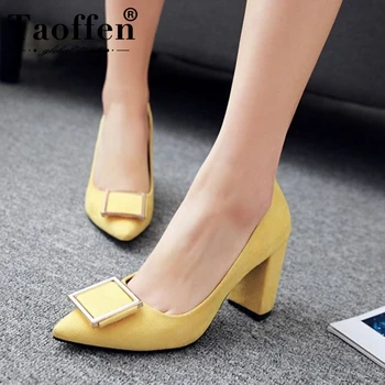 

Taoffen Size 33-43 Women Pumps Shoes Buckle High Heels Elegant Pointed Toe Slip On Party Wedding Shoes Dropshipping Footwear