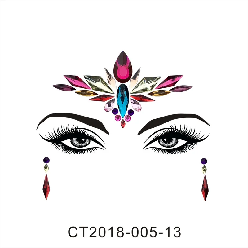 Fashion Eyebrow Face Body Art Adhesive Crystal Glitter Jewels Festival Party DIY Eye Tattoo Stickers Night Club Facial Makeup