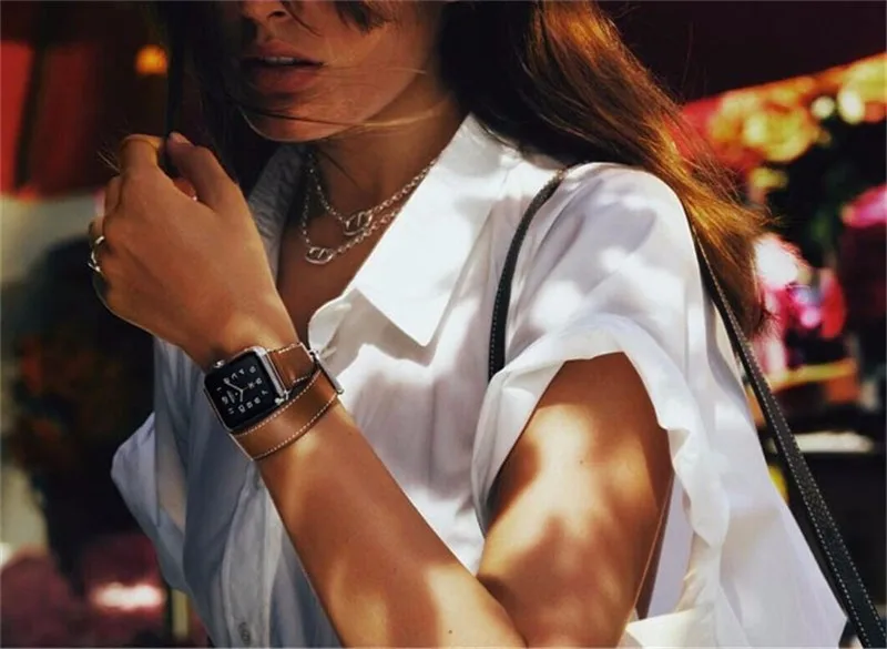 Для Apple Watch полосы 42 мм для iwatch Группа 38 мм серии 4 3 2 1 Double tour из натуральной кожи wacthband ремешок браслет аксессуары