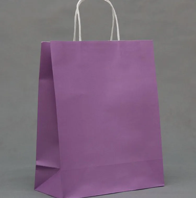 100 шт/лот) подарочных крафт-бумажных мешков с ручками - Цвет: purple