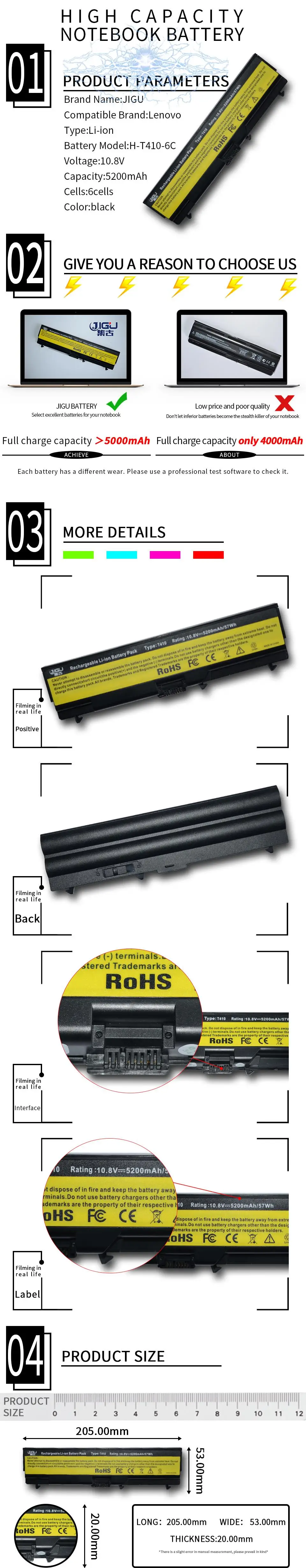 JIGU 6Cells Laptop Battery For Lenovo 42T4751 42T4753 42T4755 42T4791 42T4793 42T4795 42T4797 42T4817 42T4819 42T4848 42T4925