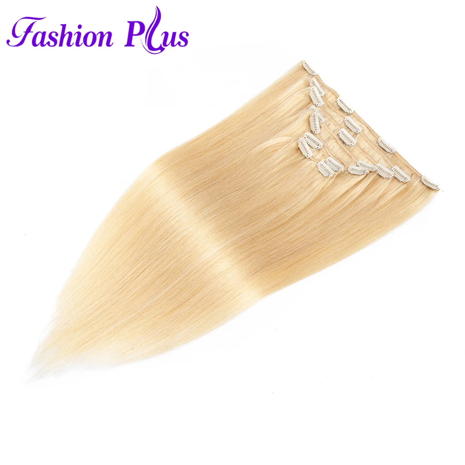 

Fashion Plus Clip In Human Hair Extensions Machine Made Remy Straight Natural Hair Extension Full Head 7pcs/Set 120g 18-22 Inch