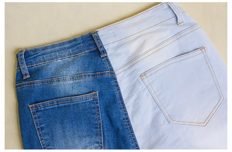 LOGAMI Skinny Ripped Jeans Woman 2018 Contrast Color Slim Jeans For Women Denim Pants Plus Size 4XL