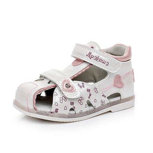 Apakowa/сандалии для девочек; детская летняя обувь с закрытым носком и регулируемой застежкой-липучкой для прогулок; пляжная обувь для путешествий; обувь для бассейна на плоской подошве для девочек - Цвет: white