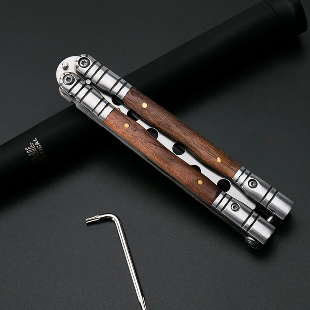 ZQXYSJ бабочка тренажер инструменты тактический практический нож Balisong деревянная ручка без края без остроты с оболочкой сложенный метательный нож