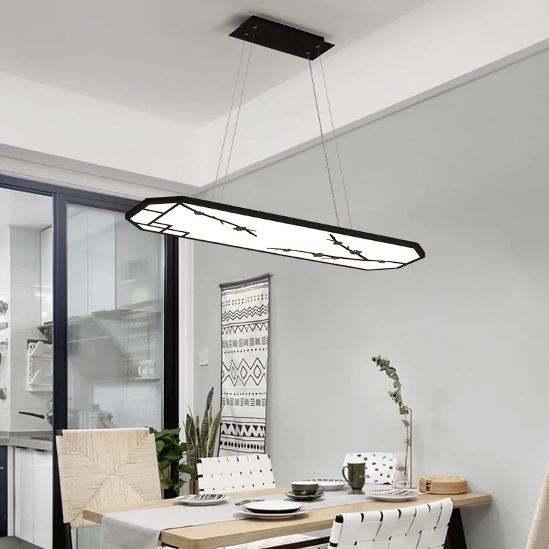 

LED Pendant Lights for Kitchen office dining room lustre de plafond moderne 110V 220V Black White rectangle LED Pendant Lamp