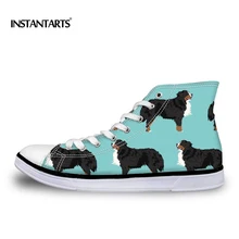 INSTANTARTS/Детские кроссовки; Милая Бернская горная собака; парусиновая обувь с высоким верхом для девочек и мальчиков; Детская уличная обувь для спорта и прогулок