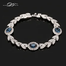 Оливковая ветвь, синий кристалл, браслеты и браслеты, Лидер продаж, серебряные ювелирные изделия для женщин, кристалл DFH047