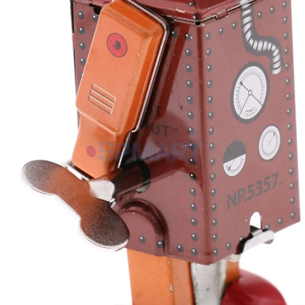2pcs Vintage Wind Up Clockwork Mechanical Walking Robot Model Tin Toy Collections Kids Adult Gift Home Display Decor